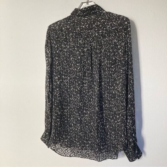 Theory Blouse Women P Burnout Semi Sheer Abstract Silk Blend Shirt Chevron Print - Picture 6 of 8